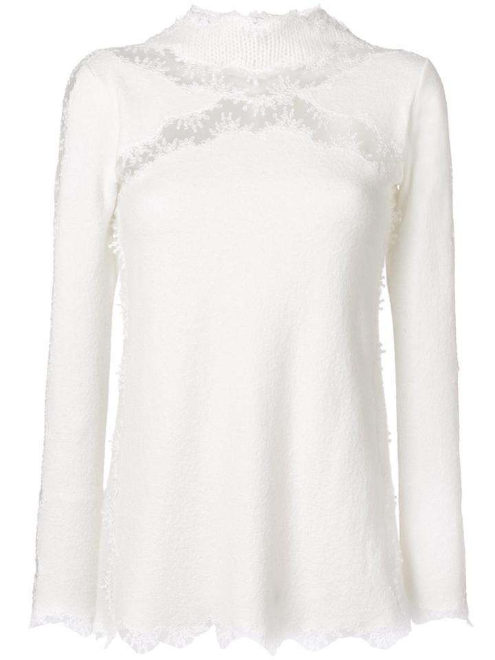Ermanno Scervino High Neck Knit Sweater - Nude & Neutrals