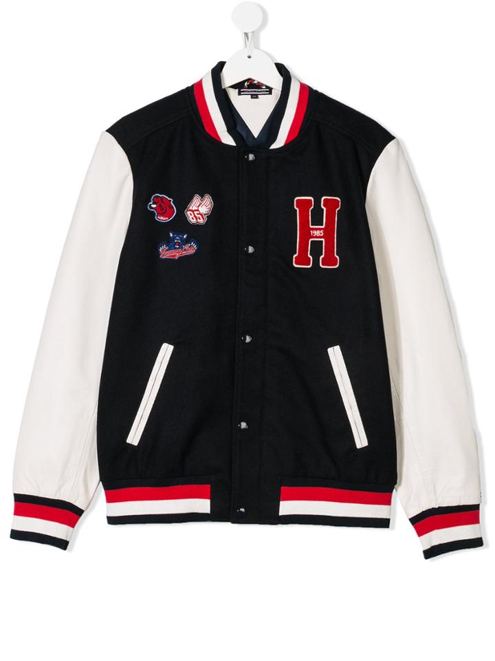 Tommy Hilfiger Junior Teen Snap Fastening Bomber Jacket - Blue