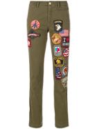 History Repeats Embroidered Patch Trousers - Green