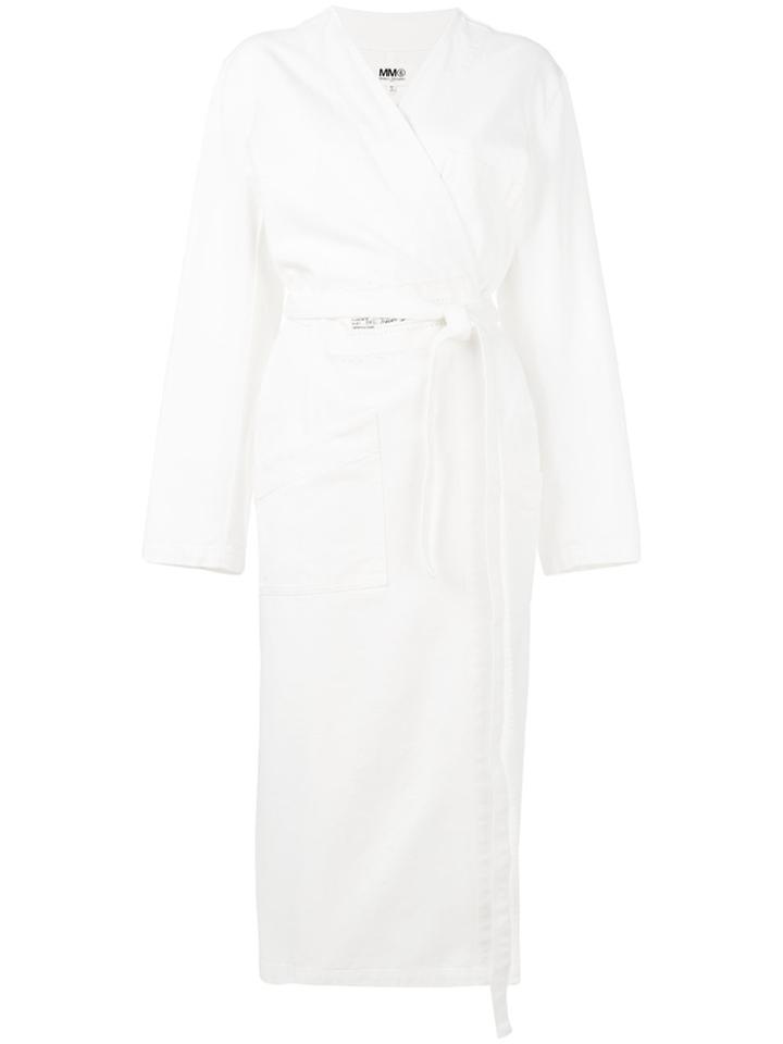 Mm6 Maison Margiela Wraparound Belted Coat - White