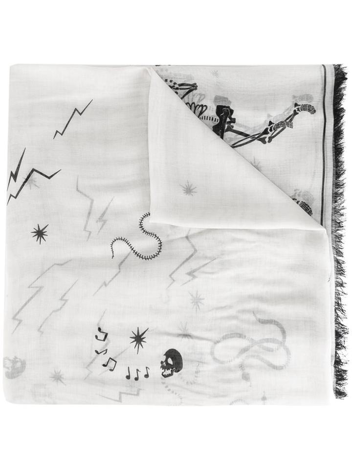 Alexander Mcqueen 'funny Bones' Scarf, Women's, Nude/neutrals, Silk/modal