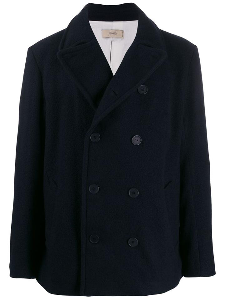 Maison Flaneur Double Breasted Coat - Blue