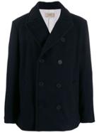 Maison Flaneur Double Breasted Coat - Blue