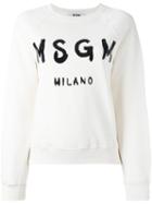 Msgm Logo Print Sweatshirt, Women's, Size: Xl, Nude/neutrals, Cotton