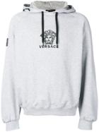 Versace Embroidered Medusa Logo Hoodie - Grey