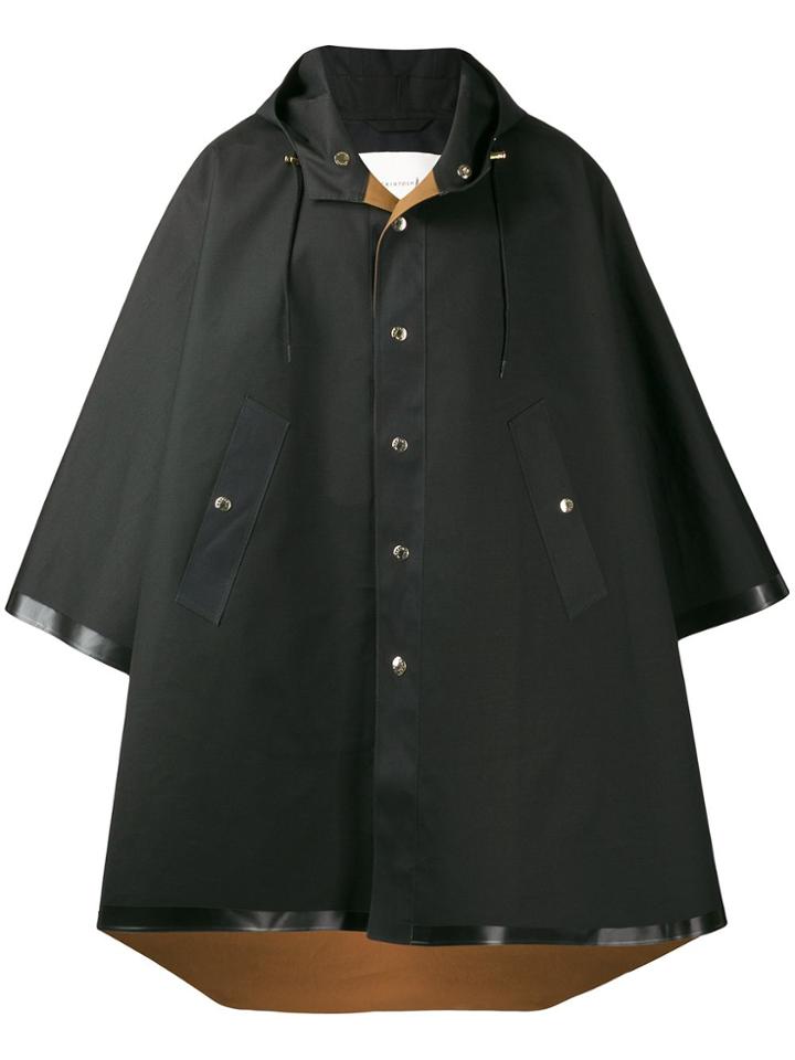 Mackintosh Cruchie Black Bonded Wool & Mohair Hooded Poncho Gr-1010