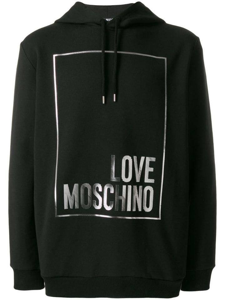 Love Moschino Metallic Logo Print Hoodie - Black