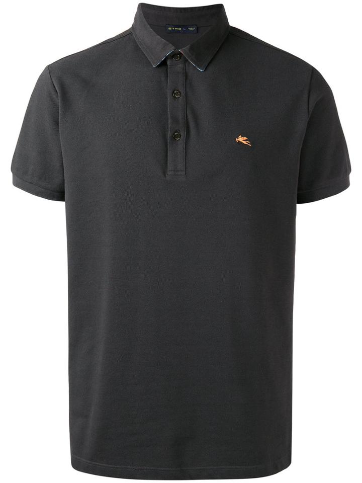 Etro Classic Polo Top, Men's, Size: Large, Blue, Cotton