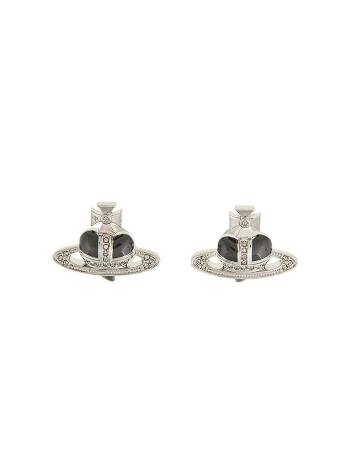 Vivienne Westwood Diamante Heart Cufflinks - Silver