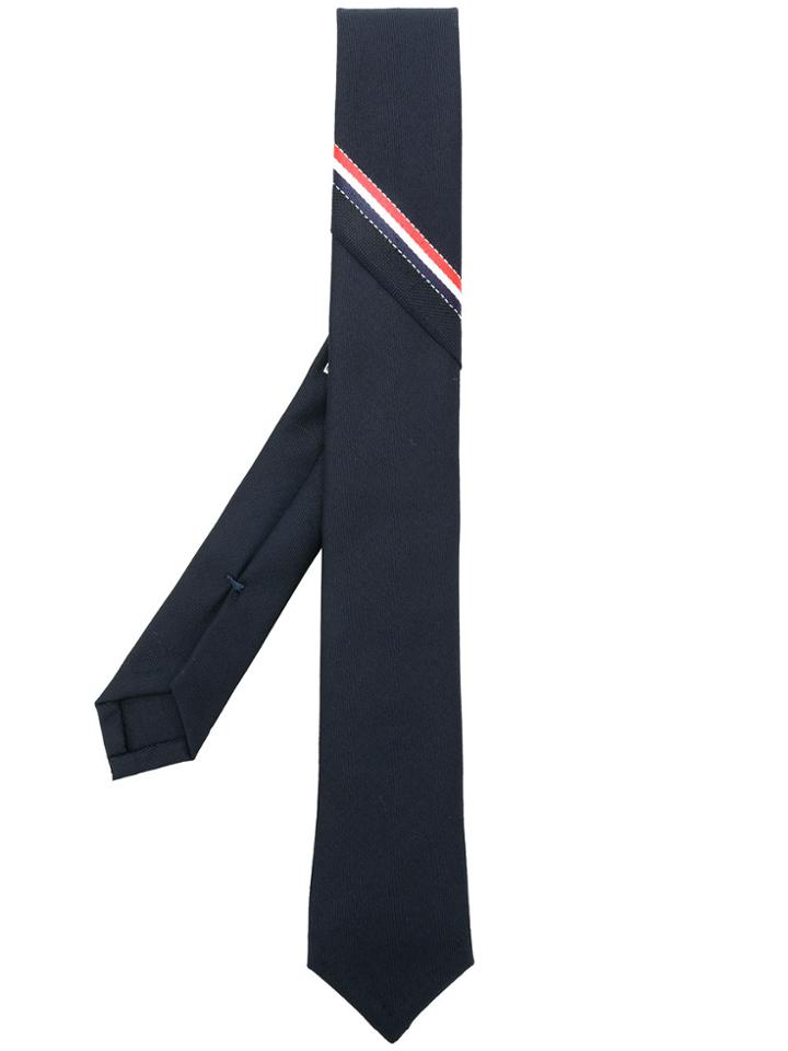 Thom Browne Logo Stripe Tie - Blue