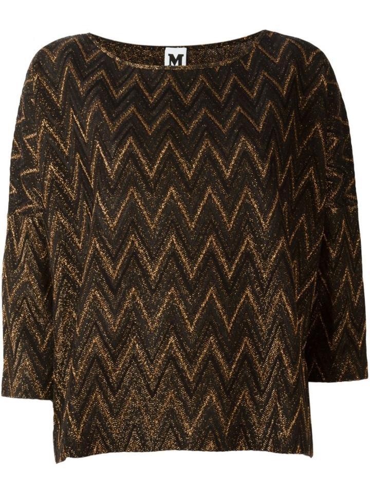M Missoni Zigzag Knitted Top, Women's, Size: Small, Black, Cotton/viscose/polyamide/metallized Polyester