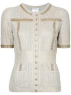 Chanel Pre-owned Chain Trim Slim Fit Cardigan - Grey