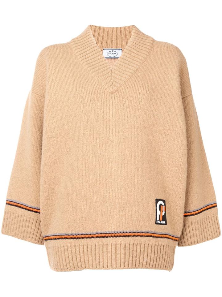 Prada Oversized Knitted Sweater - Neutrals