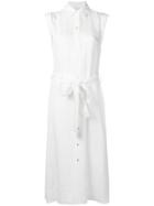 Vince Sleeveless Shirt Midi Dress - White