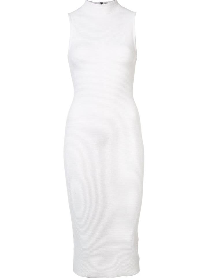 Alice+olivia High Neck Fitted Dress, Women's, Size: Medium, White, Nylon/viscose
