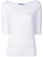 Blumarine Lace Knit Short-sleeve Top - White