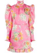 Alessandra Rich Floral Short Dress - Pink