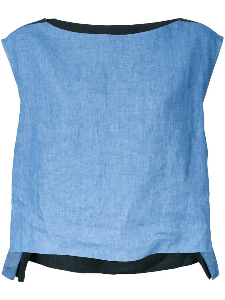 Demoo Parkchoonmoo Colour Block Blouse, Women's, Size: 36, Blue, Linen/flax