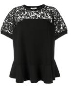 Valentino Lace Panel Top, Women's, Size: Medium, Black, Viscose/polyester