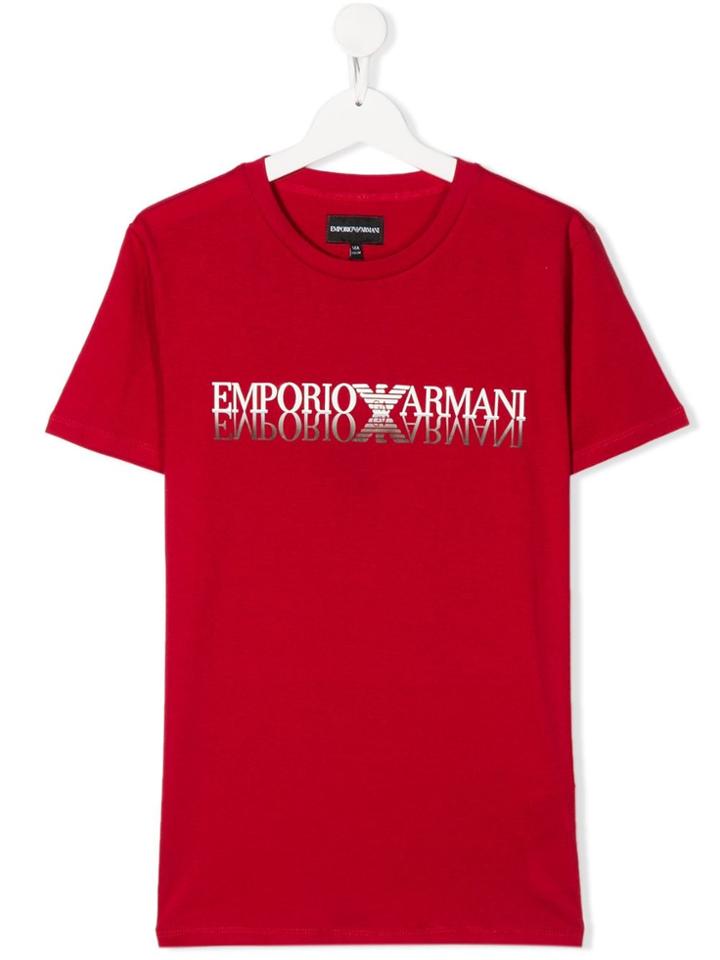 Emporio Armani Kids Short Sleeve Logo T-shirt - Red