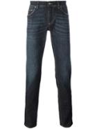 Dolce & Gabbana Slim Fit Jeans, Men's, Size: 48, Blue, Cotton/spandex/elastane/zamac/calf Leather
