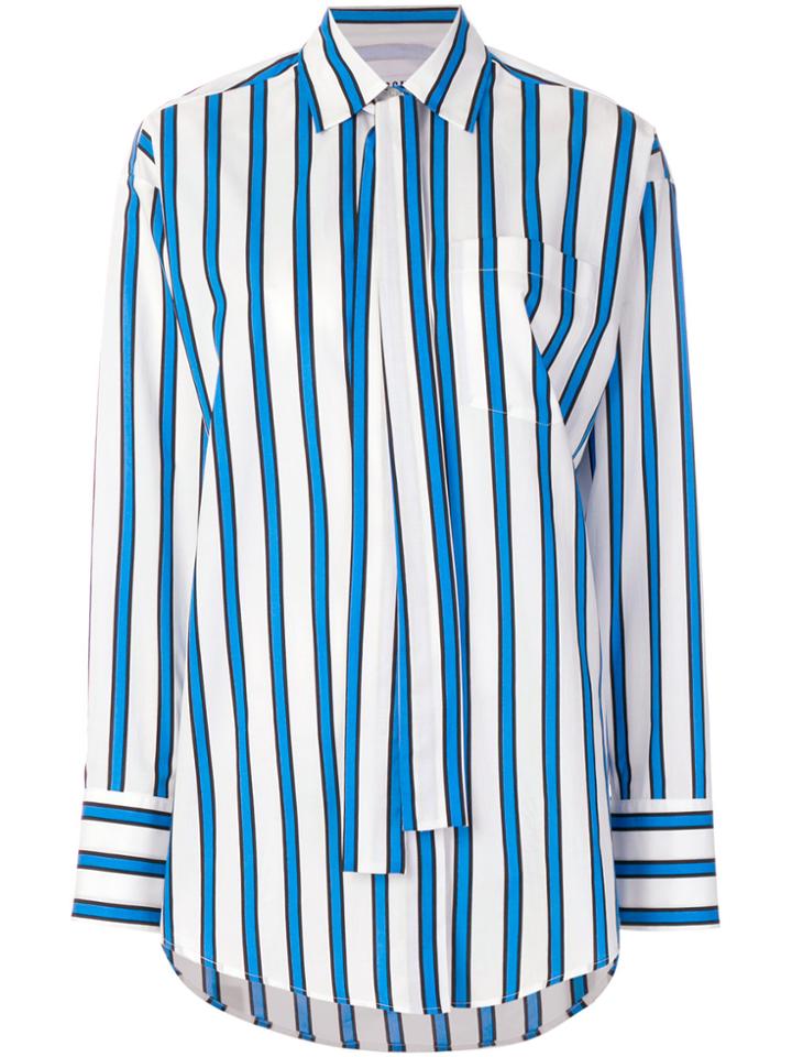 Msgm Oversize Striped Shirt - Blue
