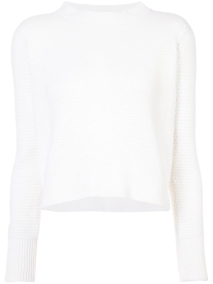 The Elder Statesman Rice Stitch Cropped Sweater - White
