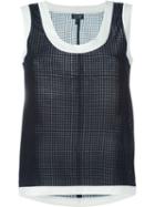 Armani Jeans Check Effect Sleeveless Top, Women's, Size: 44, Blue, Polyester