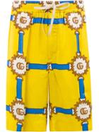 Gucci Gg Logo Print Shorts - Yellow