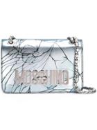 Moschino Cracked Effect Shoulder Bag, Women's, Blue, Leather