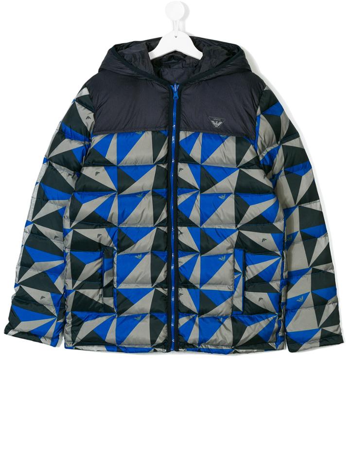 Armani Junior Printed Padded Jacket - Grey