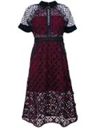 Self-portrait - Floral Grid Dress - Women - Cotton/polyester/spandex/elastane - 10, Cotton/polyester/spandex/elastane