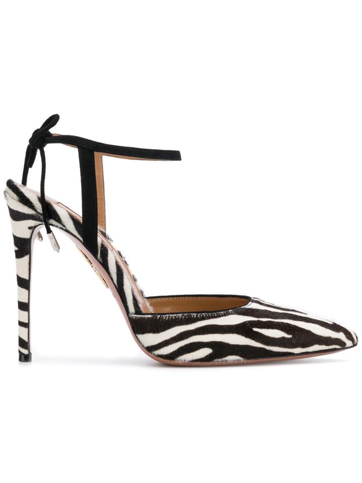 Aquazzura Candance Zebra Print Pumps - Black
