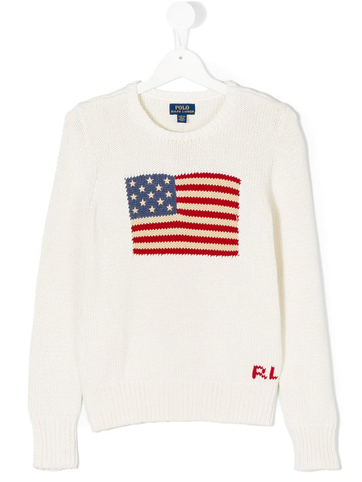 Ralph Lauren Kids - Flag Knitted Sweater - Kids - Cotton - 14 Yrs, White