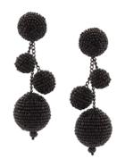 Oscar De La Renta Triple Beaded Ball Earrings - Black
