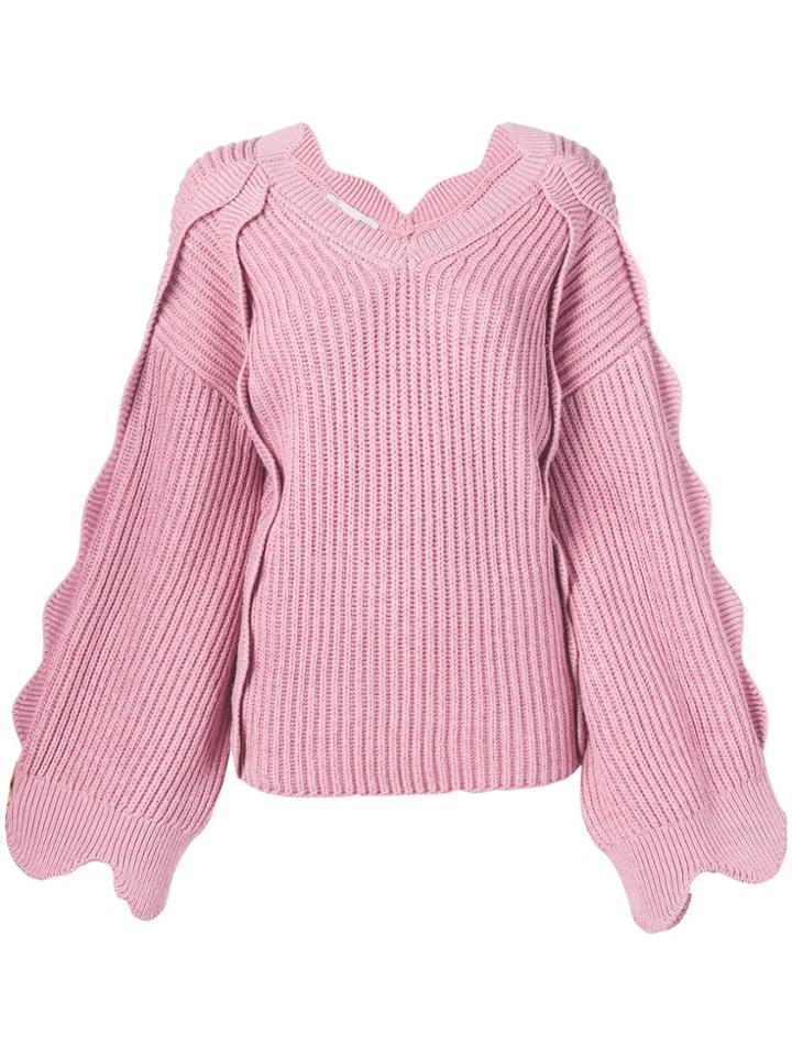 Stella Mccartney Scallop Trim Slouchy Jumper - Pink