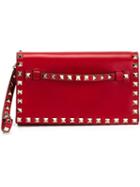 Valentino Rockstud Clutch, Women's, Red, Leather/metal Other