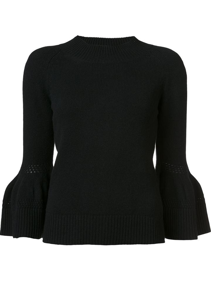 Carolina Herrera Bell Sleeve Jumper, Women's, Size: Medium, Black, Cashmere/virgin Wool