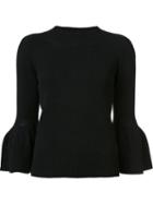 Carolina Herrera Bell Sleeve Jumper, Women's, Size: Medium, Black, Cashmere/virgin Wool