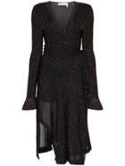 Chloé Lurex Knit Wrap Dress - Blue