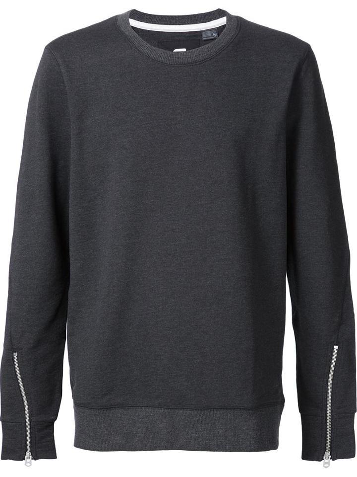 G-star Sleeve Zip Sweater, Men's, Size: Small, Grey, Cotton/polyester