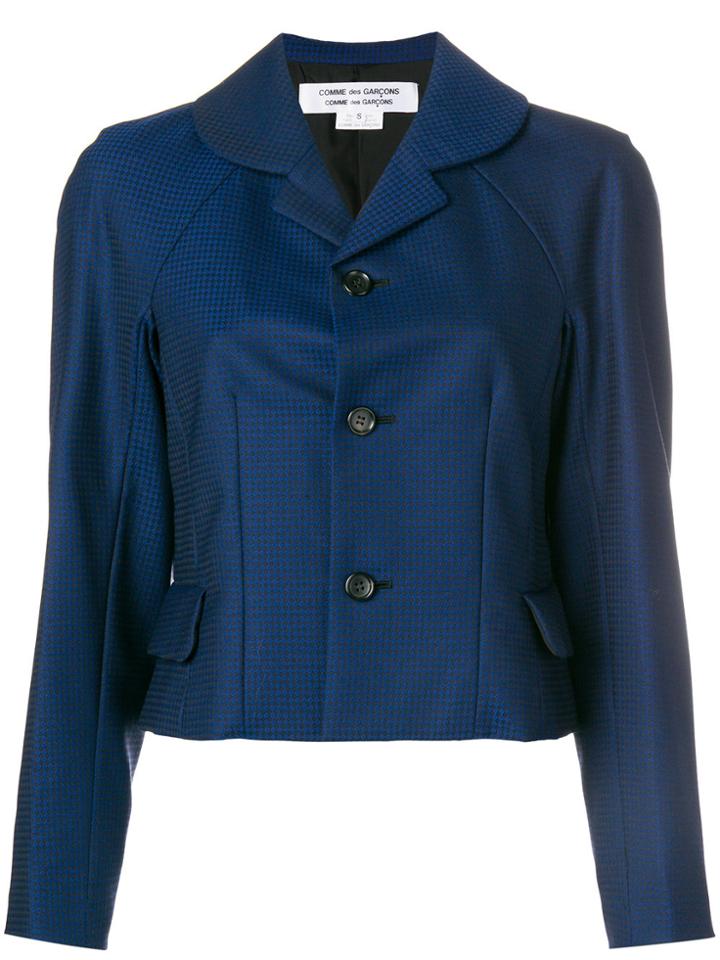 Comme Des Garçons Comme Des Garçons Cropped Micro Check Blazer - Blue