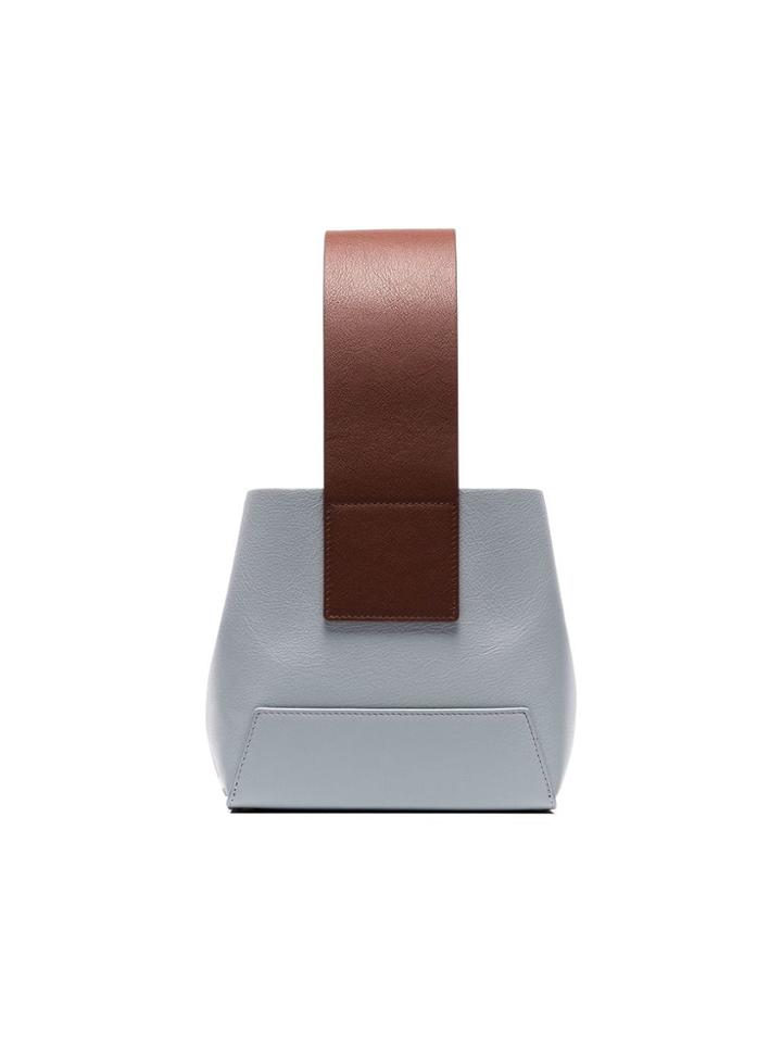 Yuzefi Blue And Brown Tab Leather Bucket Bag