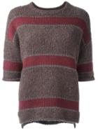 Brunello Cucinelli Striped Sweater, Women's, Size: Medium, Grey, Silk/polyamide/polyester/virgin Wool