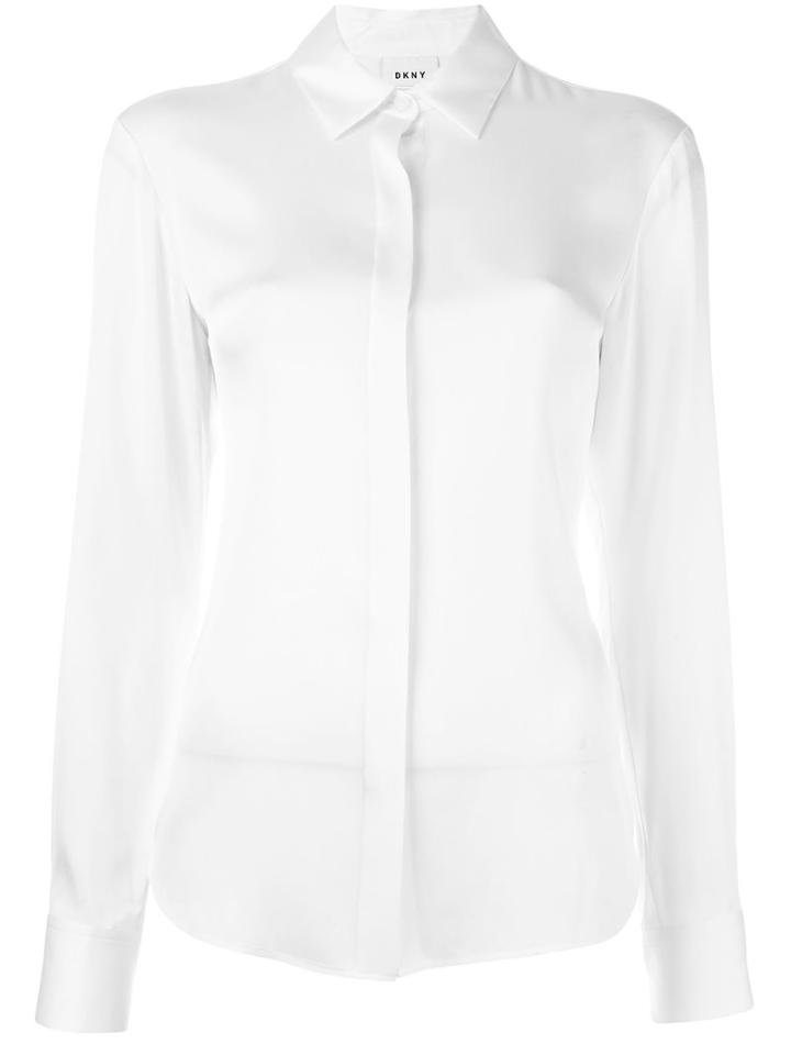 Dkny Classic Shirt, Women's, Size: Small, White, Silk/spandex/elastane