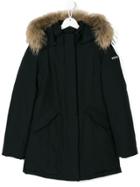 Woolrich Kids Racoon Fur Trim Jacket - Blue