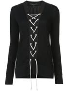 Derek Lam Long Sleeve Sweater With Lacing Detail - Black