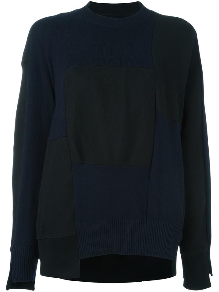 Sacai Patchwork Jumper, Women's, Size: 2, Blue, Cotton/nylon/cashmere/wool