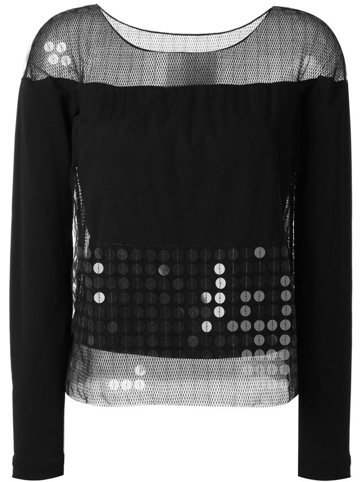 Maison Margiela - Paillettes Embellished Mesh Blouse - Women - Polyamide/polyester/viscose - 42, Black, Polyamide/polyester/viscose