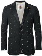 Education From Youngmachines Stars Print Blazer, Men's, Size: 3, Black, Polyester/polyurethane/rayon